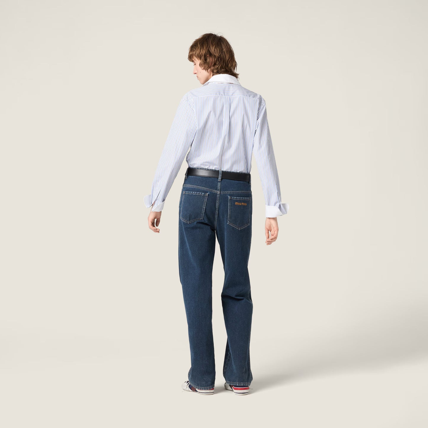 Striped poplin shirt – White & Light Blue