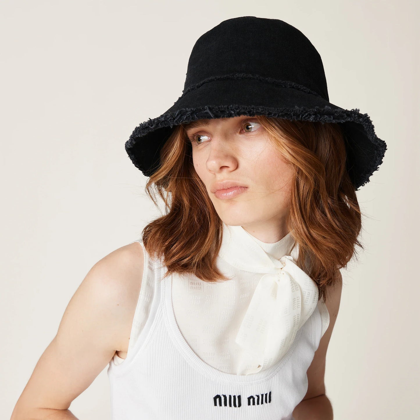 Denim bucket hat – Black