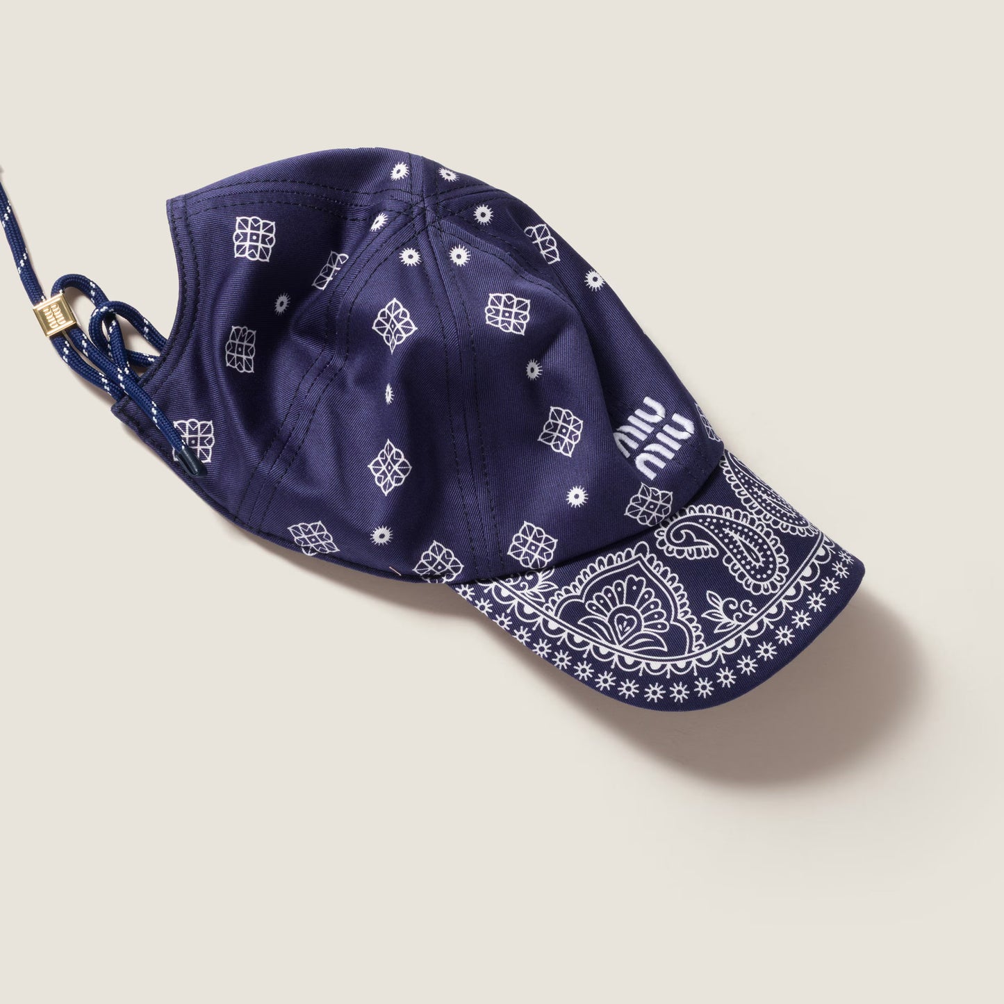 Printed cotton baseball cap – Blue & White