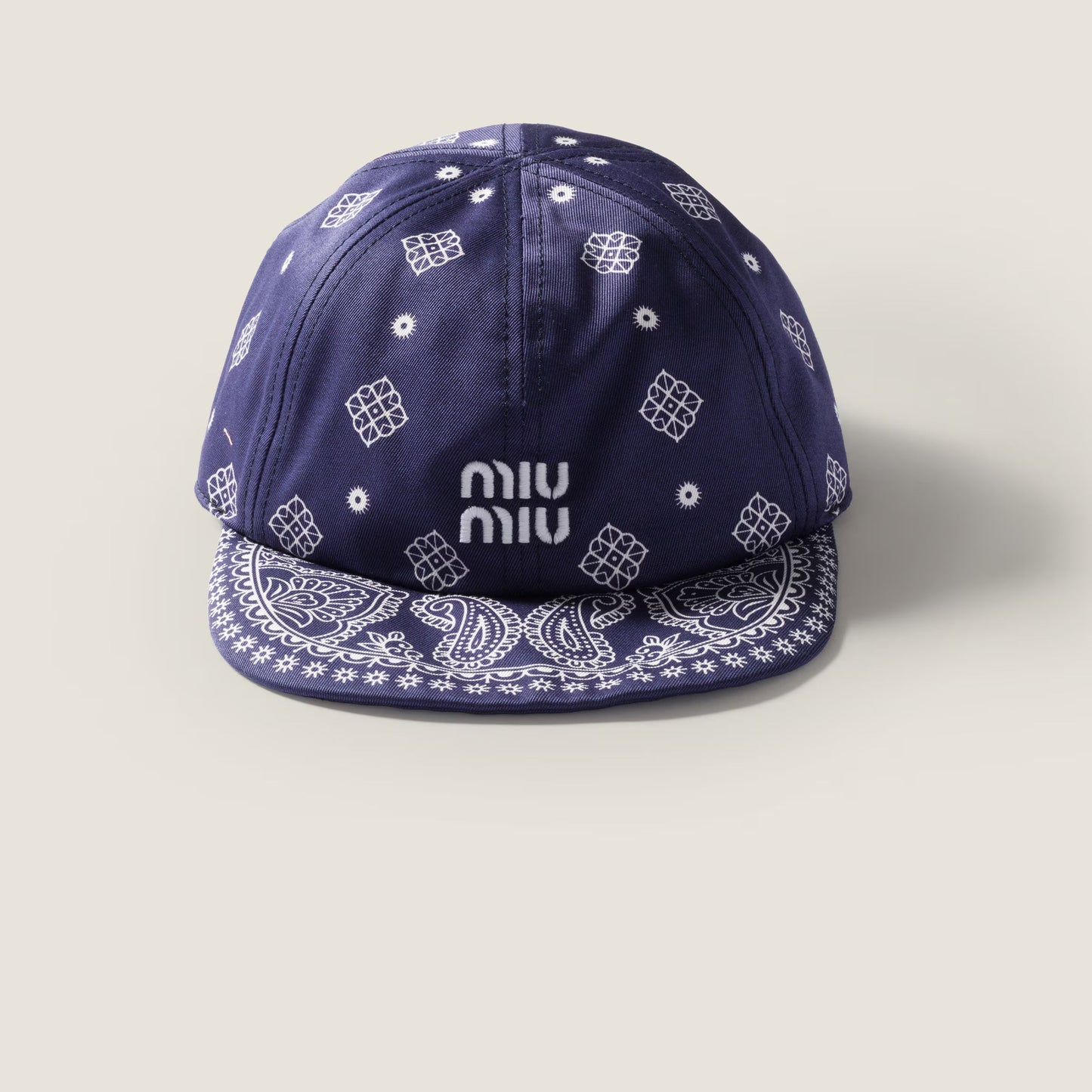 Printed cotton baseball cap – Blue & White