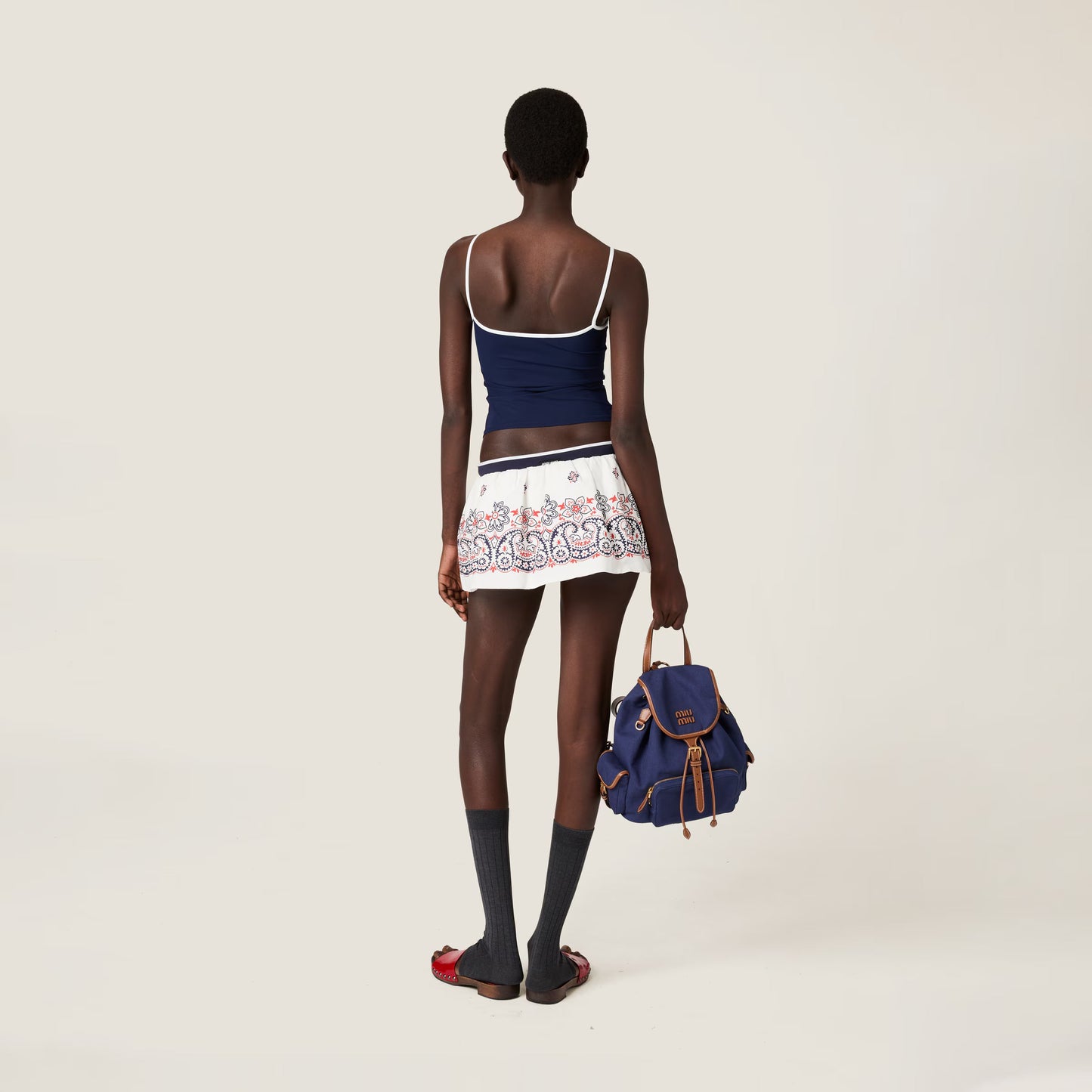 Stretch-jersey top – Blue & White