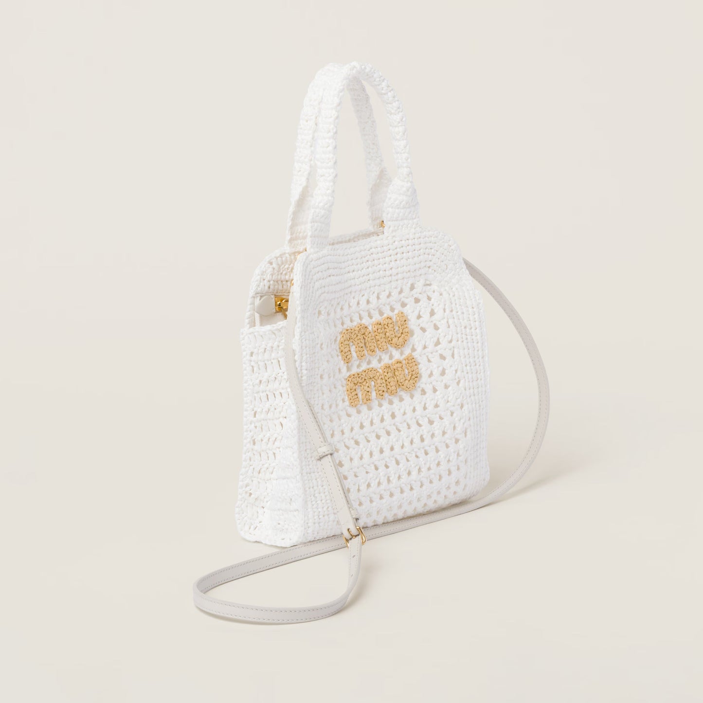 Woven raffia-effect tote bag