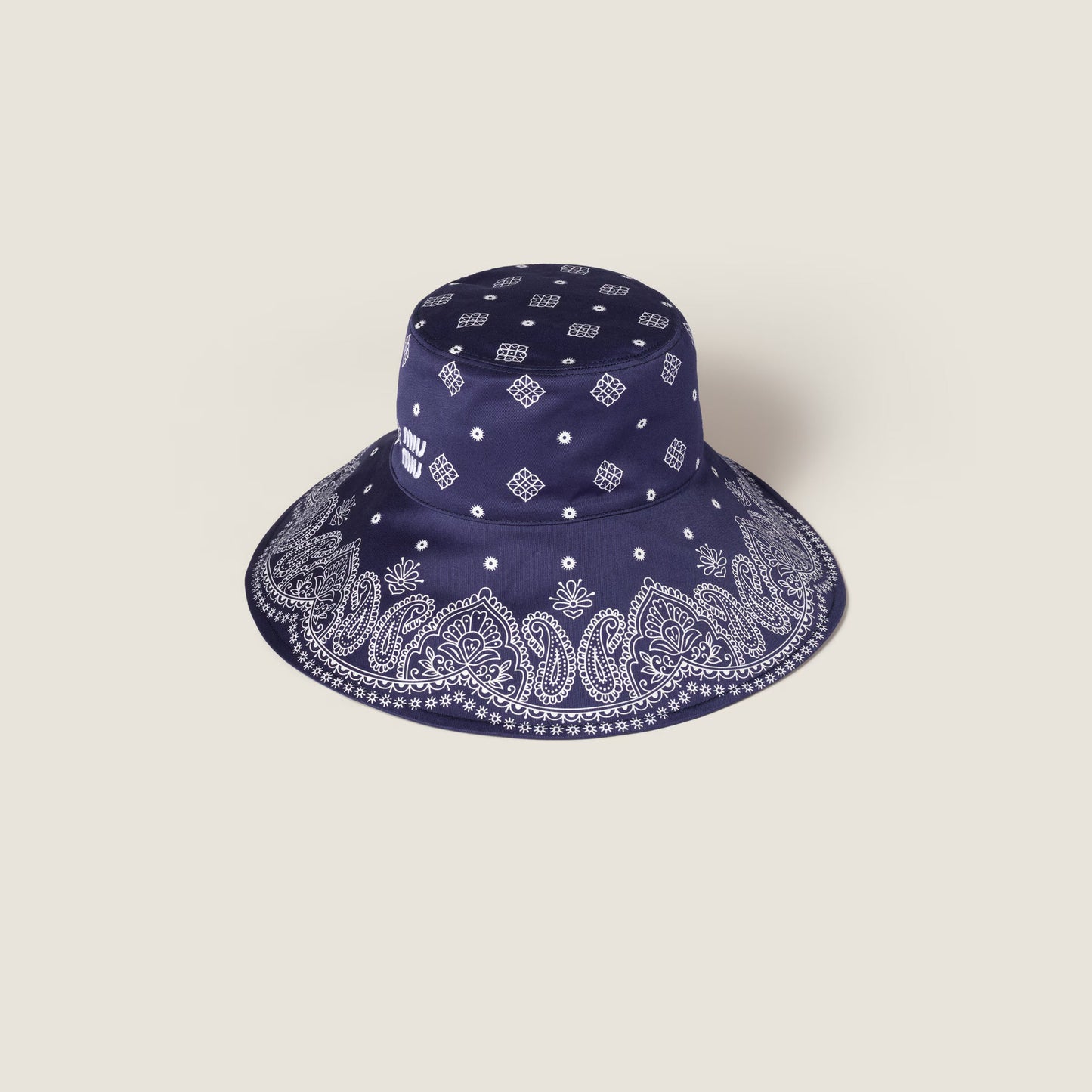 Printed cotton hat – Blue & White