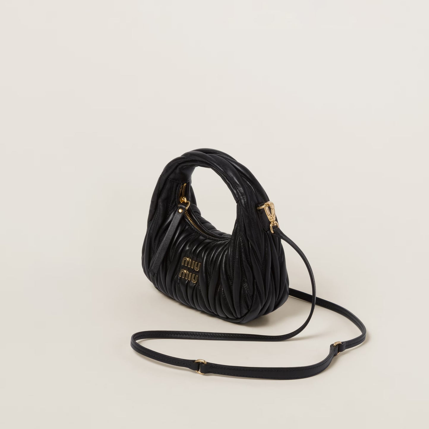 Wander mini hobo bag in quilted nappa leather
