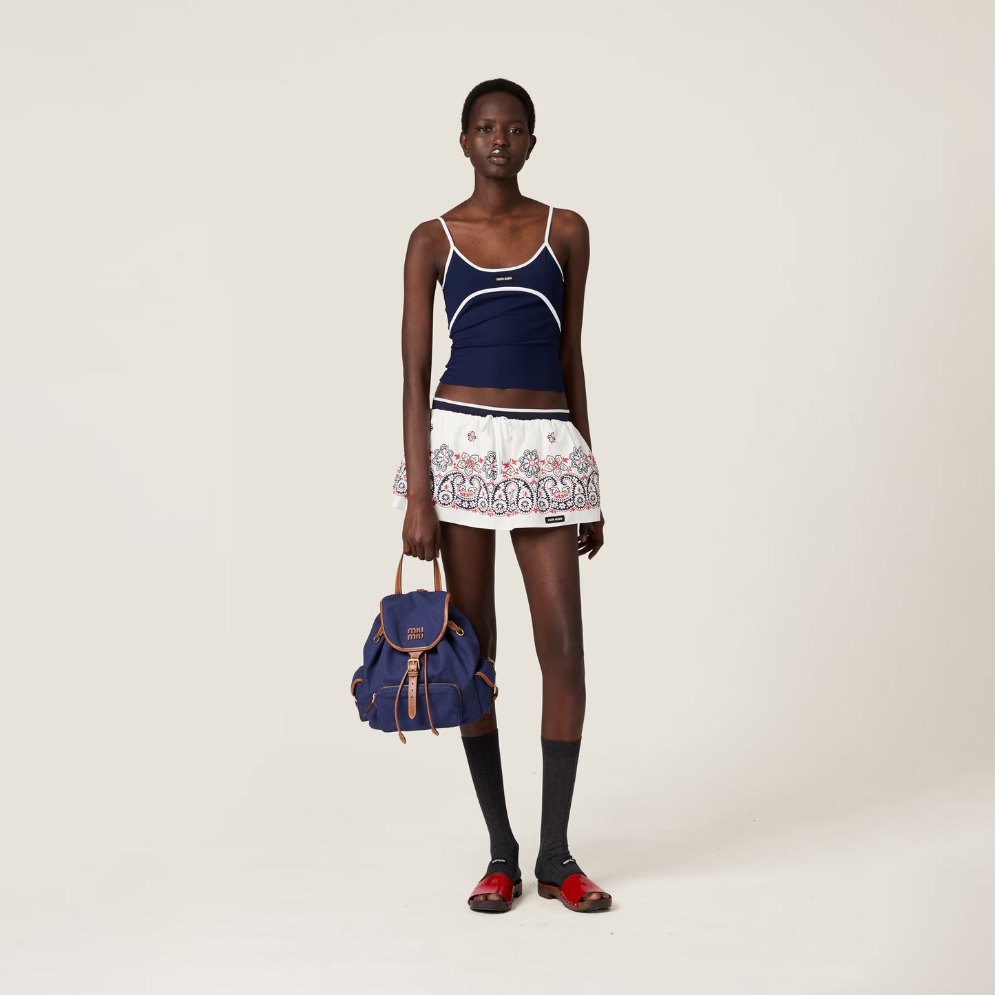 Stretch-jersey top – Blue & White