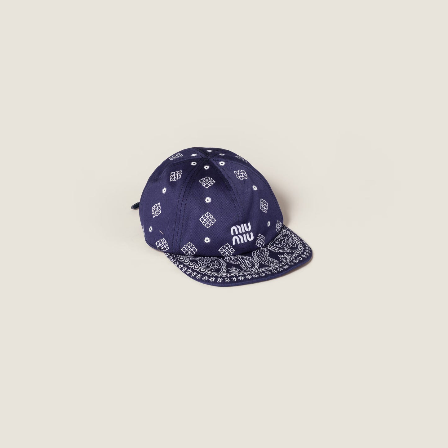 Printed cotton baseball cap – Blue & White