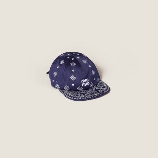 Printed cotton baseball cap – Blue & White