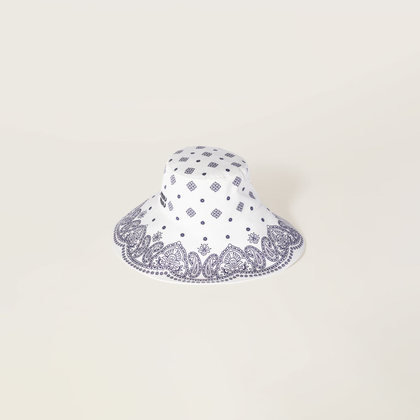 Printed cotton hat – White & Blue