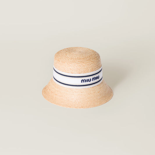 Raffia hat – Tan & White