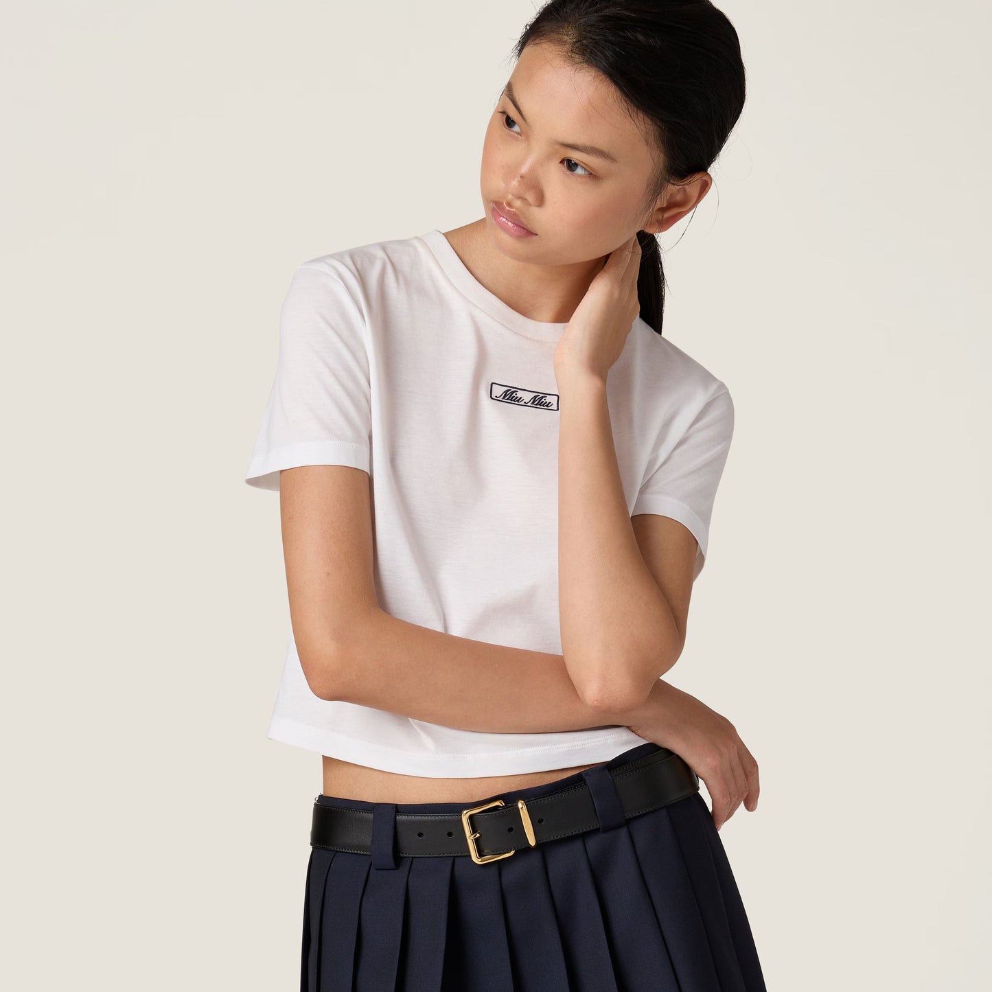 Embroidered cotton jersey T-shirt