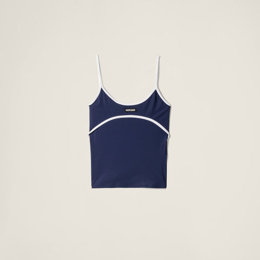 Stretch-jersey top – Blue & White