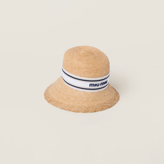 Fabric hat – tan & white