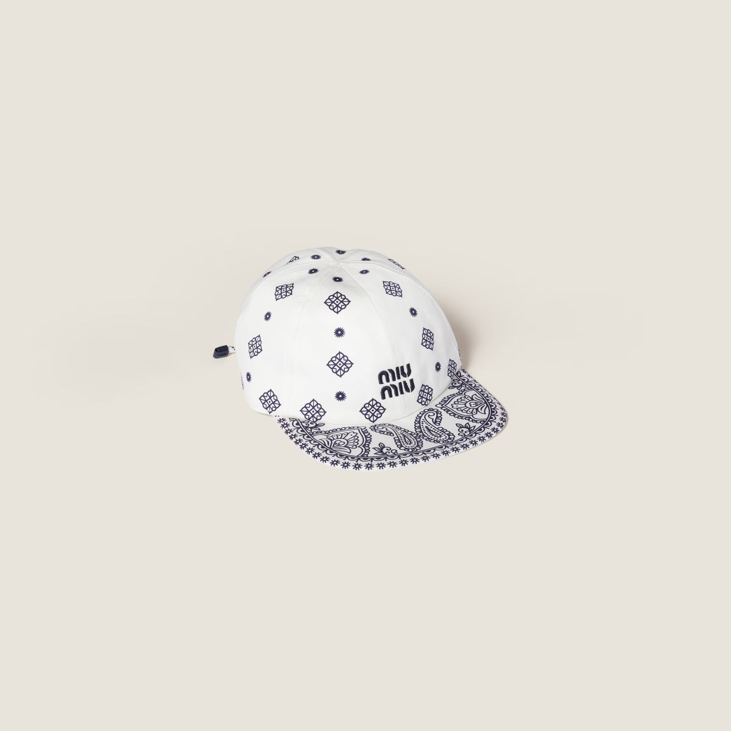 Printed cotton baseball cap – White & Blue