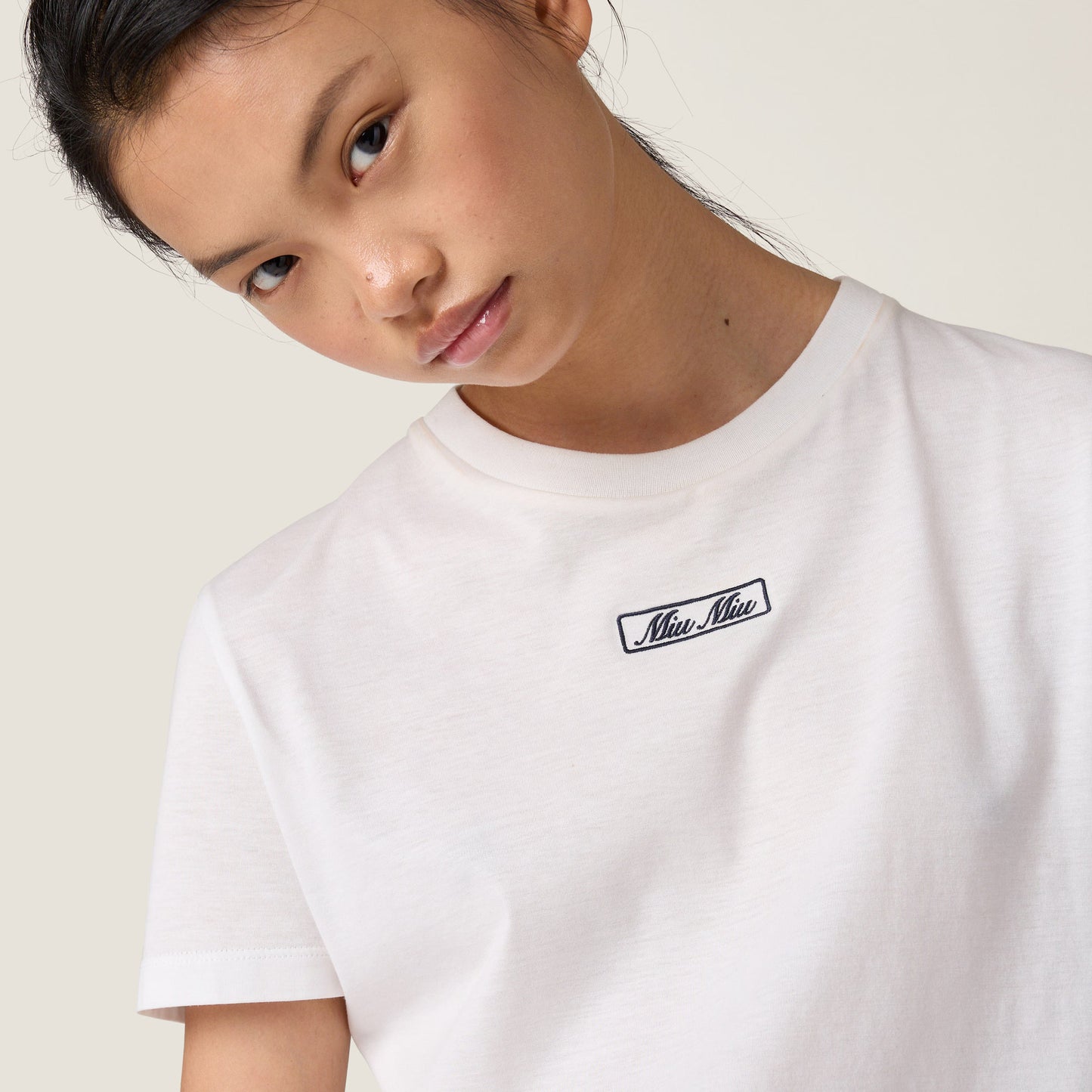 Embroidered cotton jersey T-shirt