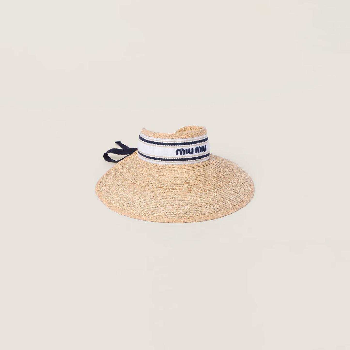 Raffia-effect fabric visor – Tan & White