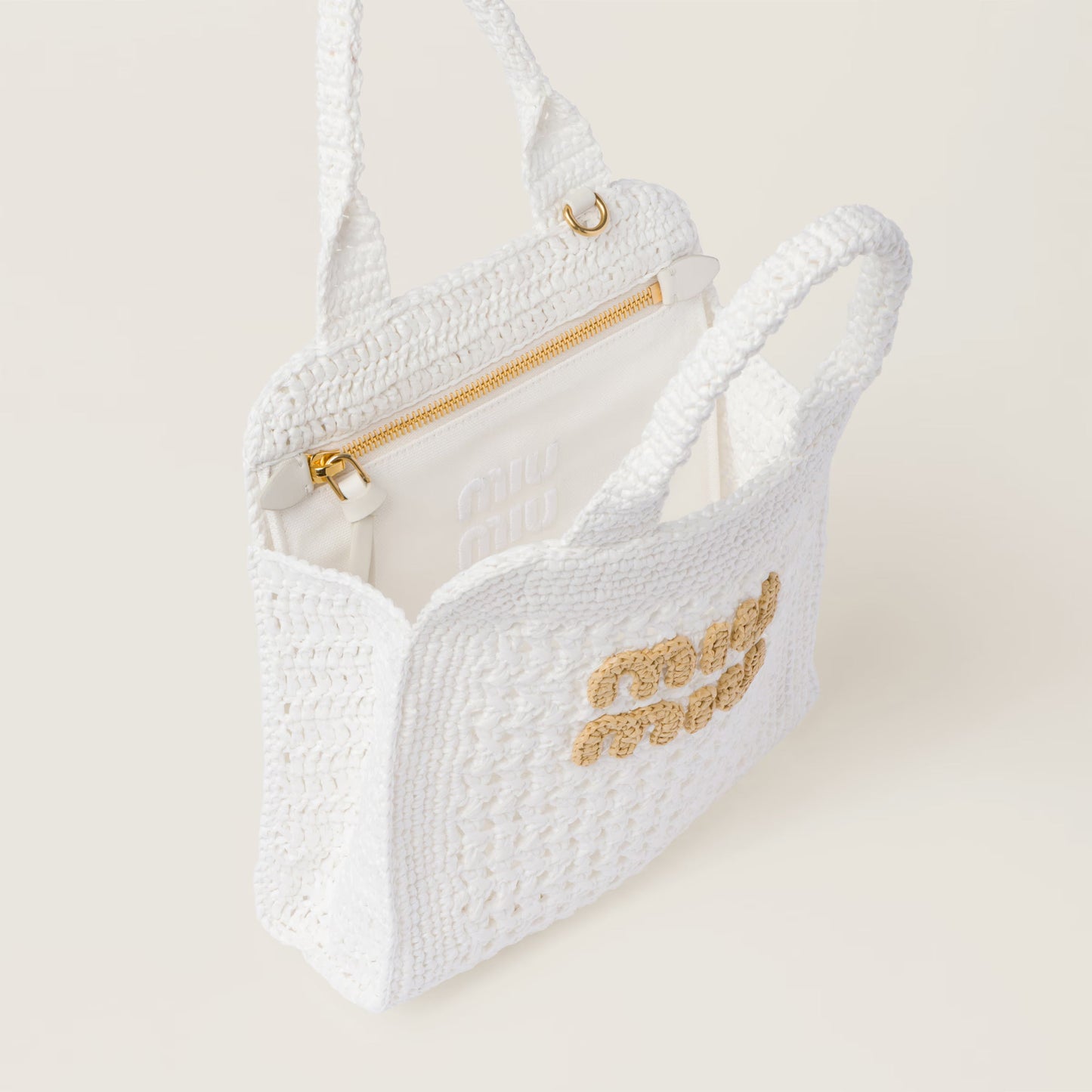 Woven raffia-effect tote bag