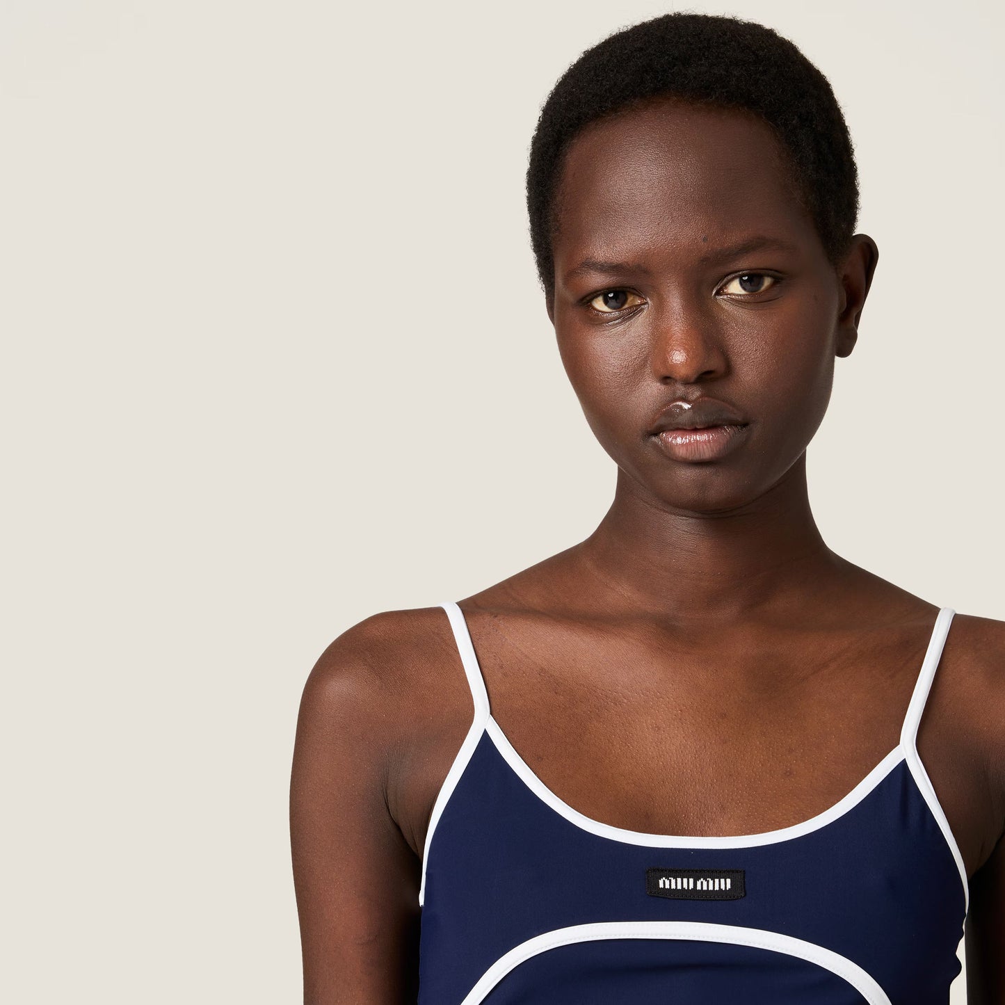 Stretch-jersey top – Blue & White