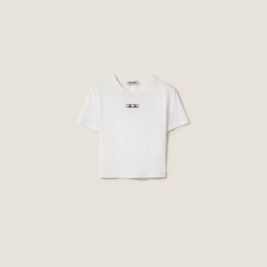 Embroidered cotton jersey T-shirt
