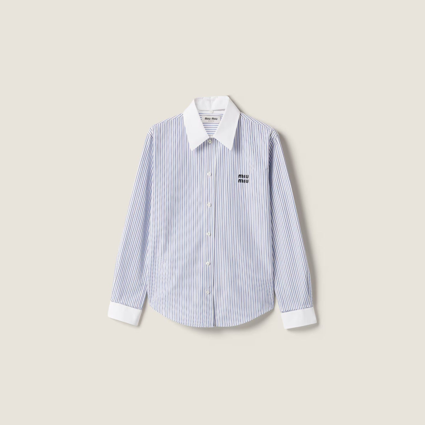 Striped poplin shirt – White & Light Blue