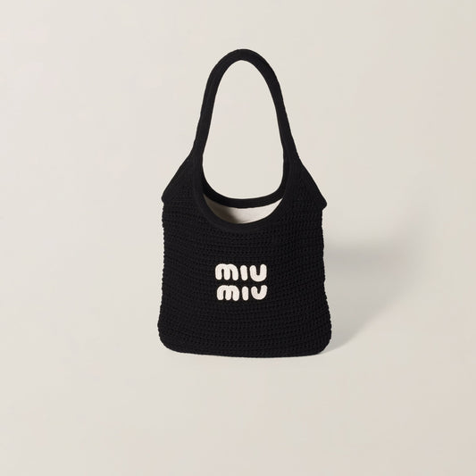 IVY woven raffia-effect tote – Black & chalk white