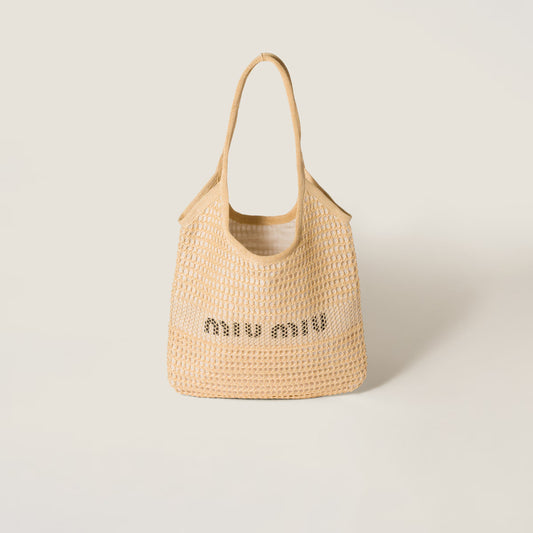 IVY linen and raffia-effect fabric handbag - Natural