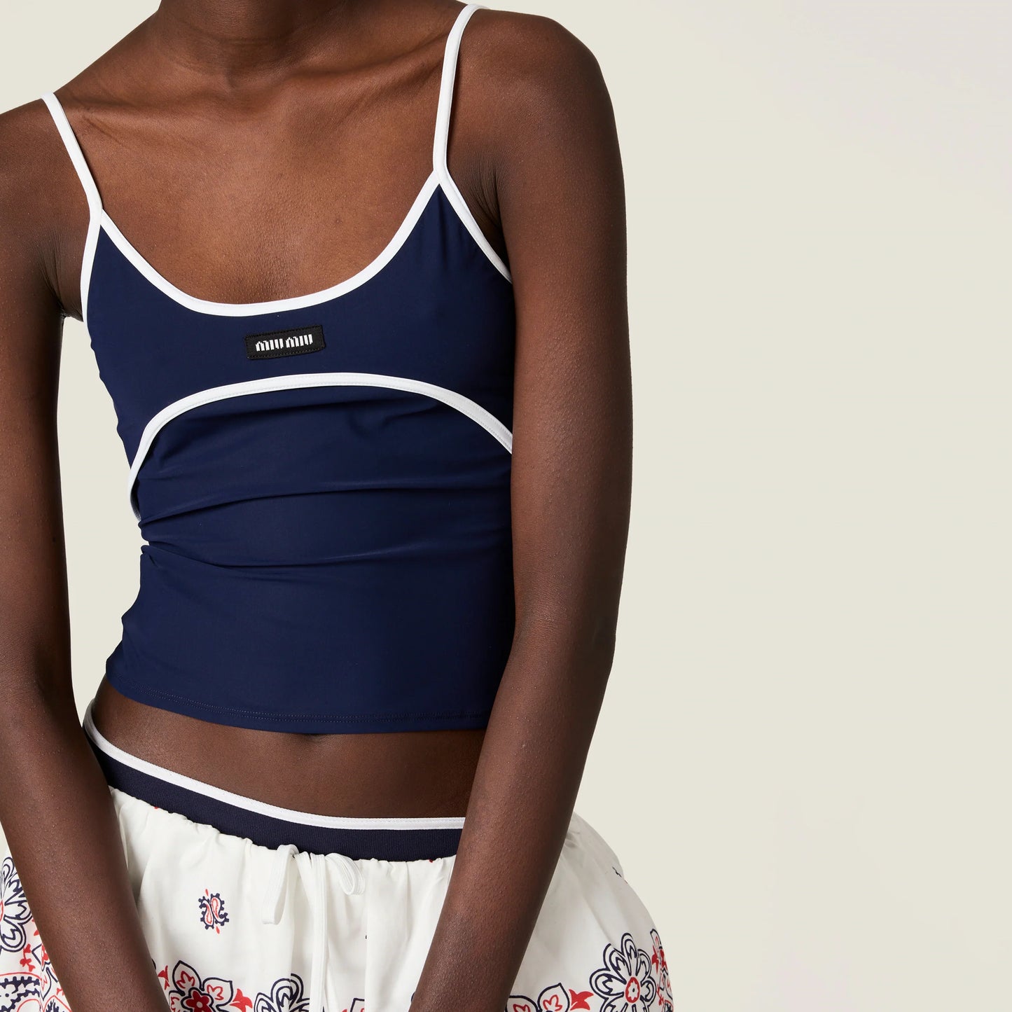 Stretch-jersey top – Blue & White