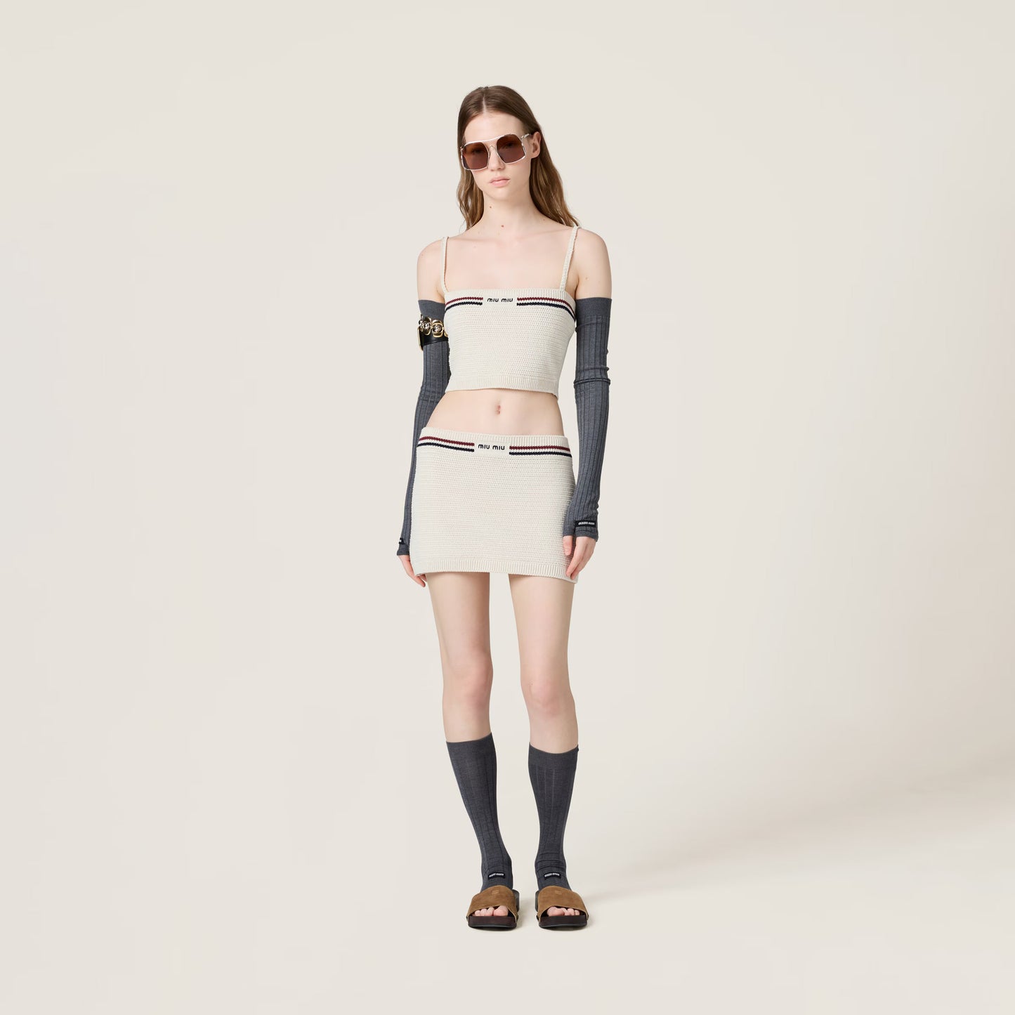 Knitted cotton top – Natural