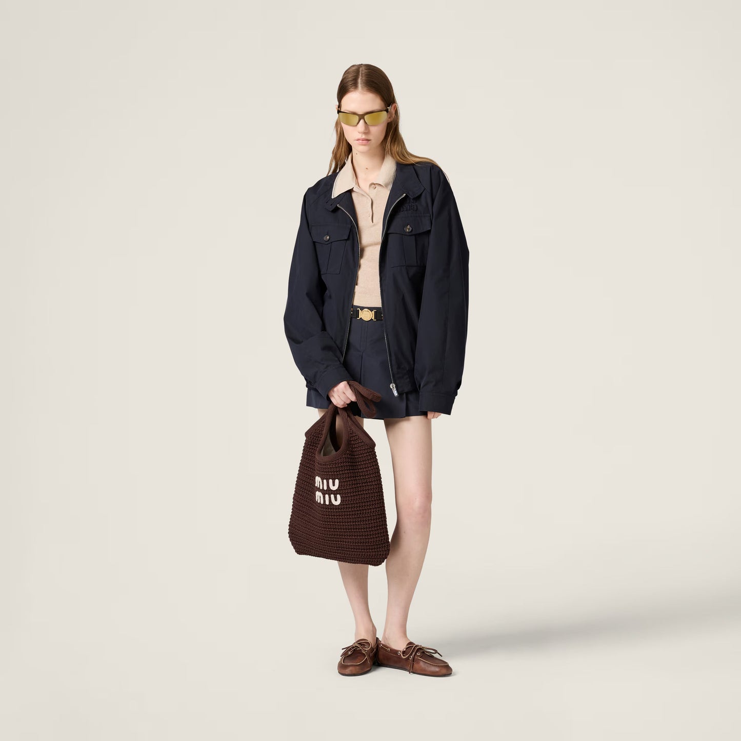 IVY woven raffia-effect tote – Cocoa & chalk white